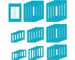 Passe-partout karton voor 32 foto's in 8 maten - Fotolijst matten voor home studio in blauw