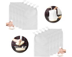Passeerdoek - 10 Stuks - Neteldoek - Kaasdoek - Handig in gebruik - 200 mesh - 20*30cm - Passeerzeef - Notenmelkzak - Voor het bereiden van notenmelk, groentesappen en smoothies zuivel,Zaden & Kruiden - zeefzak - keukenproduct - zeef