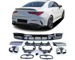 Passend Voor Mercedes CLA C118 AMG Look Uitlaten met Sport Diffuser Chrome Uitlaat Sierstuk CLA180 CLA200 CLA250