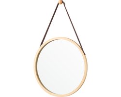Passpiegel Bykle bamboe hangend rond Ø38 cm houtkleurig