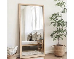 Passpiegel Hout - Wandspiegel - Rechthoek - Eikenhout - Passpiegel Staand - 55x175cm - Noa