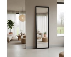 Passpiegel - Staande Passpiegel - Zwart - Stalen Frame - Wandspiegel Rechthoek - Industrieel - 60x200