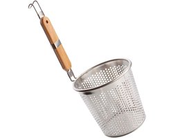 Pastazeef voor aardappels, noedels en groenten - RVS keukengereedschap met houten handvat (16 cm)