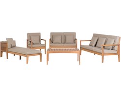 PATAJA - Loungeset voor 7 - Taupe - FSCÂ® gecertificeerd acaciahout