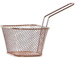 Patat/snack serveermandjes/frietmandjes koper 18 cm - Friet/borrelhapjes serveren in een mandje