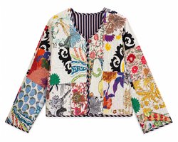 Patchwork Jas Dames – Handgemaakte Gewatteerde Katoenen Boho Quilt Jas – Bloemen – Omkeerbaar