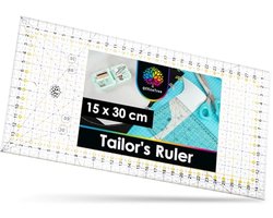 Patchwork Liniaal 15 x 30 cm - Snijlijn voor Naaien, Quilten en Knutselen - Stof en Papier Snijden