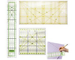 Patchwork Liniaal - 3 stuks - Rolsnijderliniaal - Patchwork-Liniaal - Quilt Liniaal - Kleermakers Liniaal - Snijliniaal - Stoffen Liniaal - Niversele Liniaal - Patchwork Vierkant - 5 x 30 cm - 15 x 30 cm - 15 x 15 cm - Voor Naaien En Knutselen