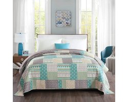 Patchwork sprei - Zacht en duurzaam - Grijs - Polyester
