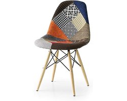 Patchwork Stoel - Zitmeubel Stof - Woonkamer Decoratie - Ergonomische Rugleuning - 48x55x81 cm - Multicolor