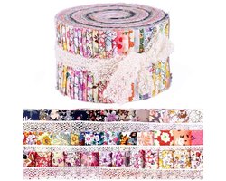 Patchwork stof bloemen - Jelly stof rol - 2,5 inch precut - 36 stuks - Quilten en naaien - Multicolor