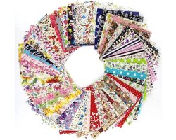 Patchwork Stofset, Vierkante Katoenen Lappen, 60 Stuks, Bloemenprint, Multikleur, 10 x 10 cm, Ideaal voor Creatief Knutselen, Quilten en Scrapbooking