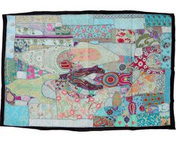 Patchwork Wandkleed Indiase Stof Behang Uniek Handgemaakt