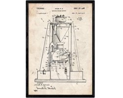 Patent Poster Koffiezetapparaat - Oude Patent Tekening - Wanddecoratie Woonkamer - Gedrukt op 250g Papier - A3 formaat - Vintage