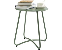 Patio Bijzettafel, Ronde Tuintafel, Kleine Bijzettafel, Salontafel Metalen tafel voor Balkon Buiten Woonkamer Tuin Terras, Groen