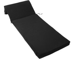 Patio Chaise Lounge Cushion, 55 x 183 x 7.5 cm, Belt Design, PP Cotton Filling, Water and Sun Protection, for Patio, Patio, Beach, Lawn, Pool Pool (Black)