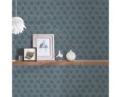 Patroon behang Vliesbehang Blauw Grijs 333274 | Ontdek behang online