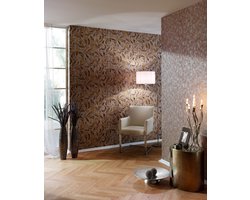 Patroon behang Vliesbehang Bruin Grijs Zwart / Antraciet 959405 | Koop behang bij BRICOFLOR