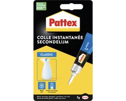Pattex Classic 3 g Extra sterke Superlijm voor Rubber, Metaal, Glas, Kunststof, Keramiek, Hout, Leder, Porselein