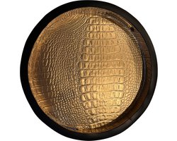 Pattiny - Dienblad - Leer - Croco - Goud - Rond - Handgemaakt