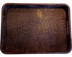 Pattiny - Dienblad - Leer - Croco - Paars - Rechthoek - Handgemaakt