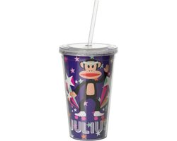 Paul Frank Drinkbeker - Incl rietje - 500 ml - Pop - Paars