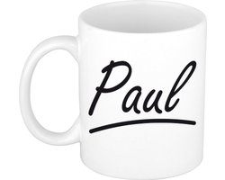 Paul naam cadeau mok / beker met sierlijke letters - Cadeau collega/ vaderdag/ verjaardag of persoonlijke voornaam mok werknemers