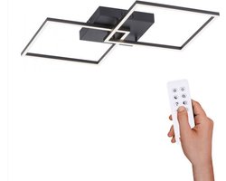 Paul Neuhaus amanda - Moderne LED Dimbare Plafondlamp met Dimmer - 2 lichts - L 53 cm - Zwart - Woonkamer | Slaapkamer | Keuken