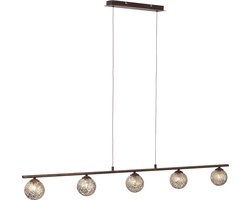 Paul Neuhaus kreta - Art Deco Hanglamp voor boven de eettafel | in eetkamer - 5 lichts - L 1320 mm - Roestbruin - Woonkamer | Slaapkamer | Keuken
