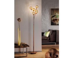 Paul Neuhaus kreta - Art Deco Vloerlamp | Staande Lamp - 6 lichts - H 1820 mm - Roestbruin - Woonkamer | Slaapkamer