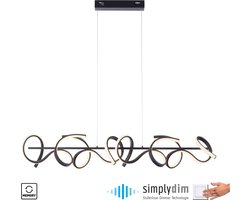 Paul Neuhaus krisscross - Design LED Dimbare Hanglamp eettafel met Dimmer voor boven de eettafel | in eetkamer - 4 lichts - L 99 cm - Zwart - Woonkamer | Slaapkamer | Keuken