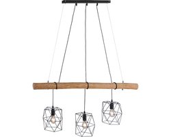Paul Neuhaus mediena - Industriele Hanglamp eettafel voor boven de eettafel | in eetkamer - 3 lichts - L 120 cm - Zwart - Industrieel - Woonkamer | Slaapkamer | Keuken