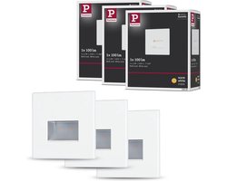 Paulmann Edge LED Wandinbouwlampen Set van 3 – Wit Mat – 2700K Warmwit – 1,2W – 3×50 lm – 230V – Wand- & Trapverlichting