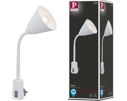 Paulmann Junus - stekkerlamp - met flexibele arm - E14 - wit - leeslamp -