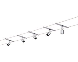 Paulmann Kabelsysteem Salt - 5x10W - GU5.3 Fitting - 1000x160x500 cm - Chroom Mat