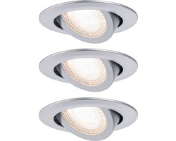 Paulmann LED-inbouwspot - set van 3 -chroom mat -zwenkbaar - 3-traps dimbaar - 3000K