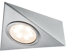 Paulmann LED Onderbouwverlichting Set van 3 - Geborsteld Staal - 2,8W - 170 lm - 230/12V - Hoekig Design - Keukenkastverlichting Onderbouw LED