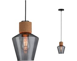 Paulmann Neordic Edla-Pendellamp-Rookglas-kurk-zwart