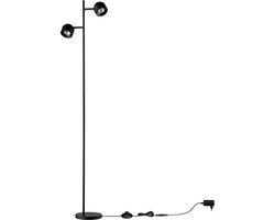 Paulmann staande lamp Puric Pane - zwart - 3-step dim - 2x3W