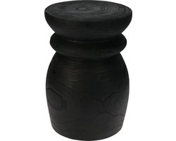 Paulownia Houten Bijzettafel - Ø27xH42cm - Zwart