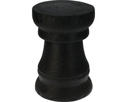 Paulownia Houten Bijzettafel - Ø27xH42cm - Zwart