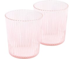 Paveau Pink - Ribbed Waterglazen - 2 Stuks - Duurzaam Borosilicaatglas