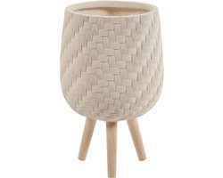 PAVONE - Verhoogde bloempot - Lichtbeige - Magnesiumoxide