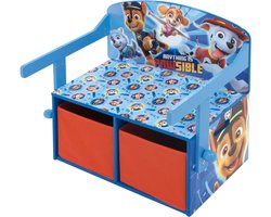 Paw Patrol 3-in-1 Houten Speelgoedbank - Opbergkastje - Tafel - Blauw