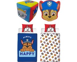 Paw Patrol Bed set; Dekbedovertrek + Gevormd Kussen + Kubus Kussen