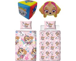 Paw Patrol Bed Set; Dekbedovertrek + Gevormd Kussen + Kubus Kussen