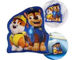 Paw Patrol Chase Rubble ZACHTE Decoratief kussen, VELOURS vormkussen voor een kinderkamer 32x29cm OEKO-TEX