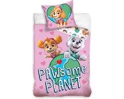 PAW Patrol Dekbedovertrek Pawsome Planet - Eenpersoons - 140x200 cm - Pink