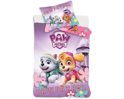 PAW Patrol Dekbedovertrek, Sky & Everest - 140 x 200 cm / 63 x 63 cm - Polyester