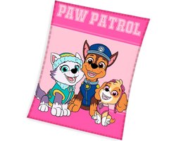 Paw Patrol fleece deken - roze - PAW Skye en Everest plaid - 100 x 140 cm.
